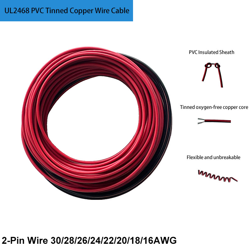 Wire 22 Gauge Copper - UL2468 PVC 2-Pin Draht verzinntes Kupfer