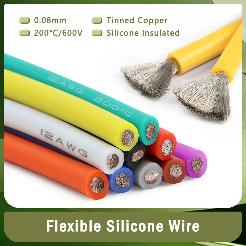 Wire 22 Gauge Copper - 1M/5M Ultraweicher Silikondraht Hochtemperatur-flexibles Kupfer Hitzebeständiges