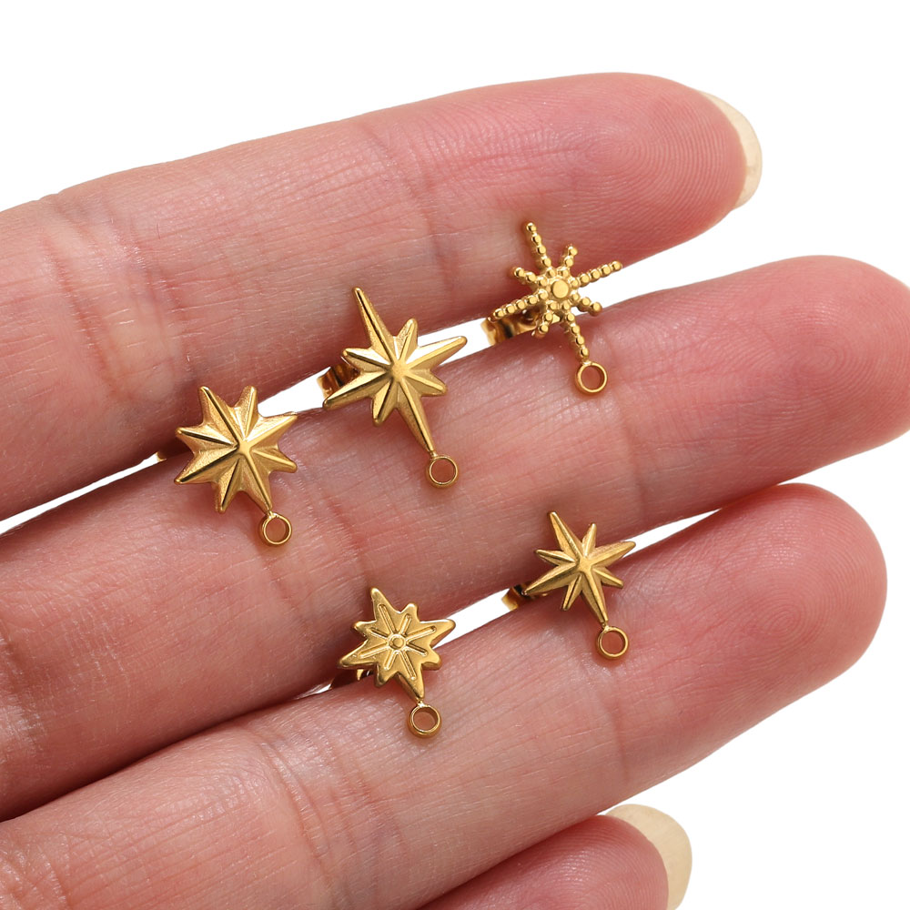 Jewelry Making Degree - 6 Stück Edelstahl-Stern-Ohrstecker für Ohrringherstellung, 18k
