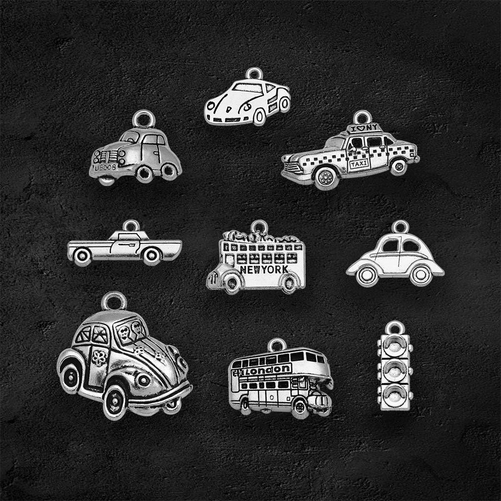 Versilbert Taxi Bus Auto Reise – Jewelry Making York Bewertung und Preis