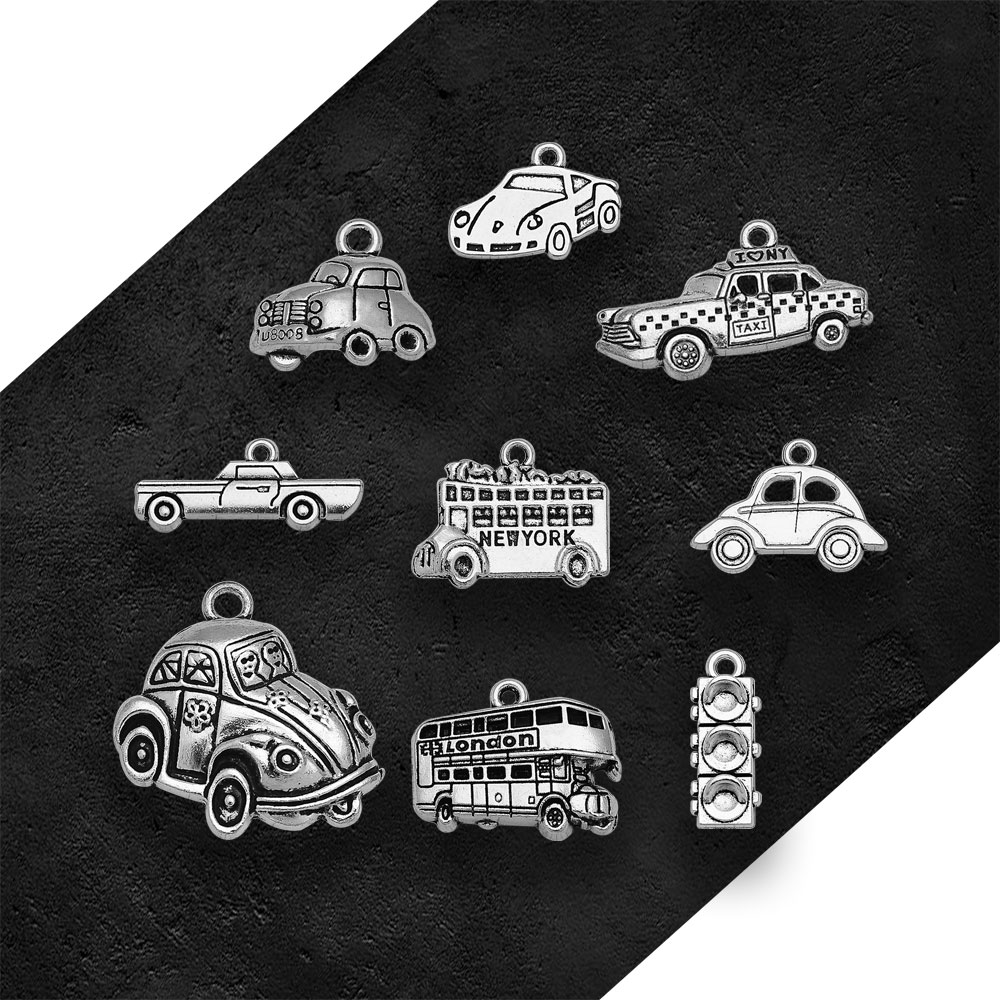 Versilbert Taxi Bus Auto Reise – Jewelry Making York Bewertung und Preis