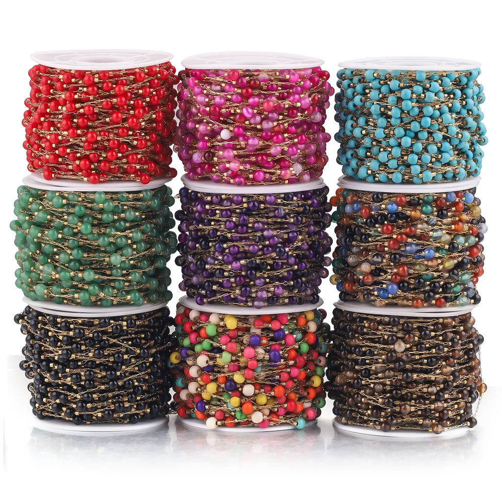 1M Mehrfarbige Edelstahl-Rundp – Jewelry Making Gemstones Bewertung und Preis